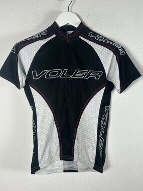 Voler Womens Race Raglan Cycling Jersey Top Small Black & White Short Sleeve
